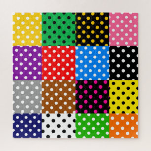 Multicolored Patchwork Quilt Polka Dots  Jigsaw Puzzle