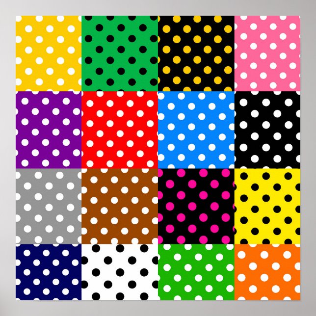 Multicolored Patchwork Quilt Polka Dots  Poster (Front)