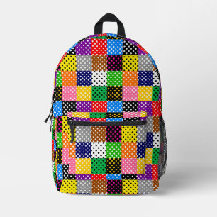 Multicolored Patchwork Quilt Polka Dots Printed Backpack