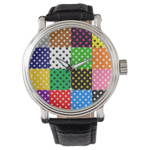Multicolored Patchwork Quilt Polka Dots  Watch