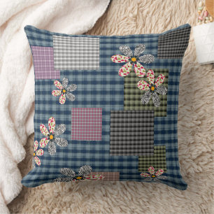 Multicolored patchwork rustic retro pattern cushion