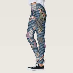 Multicolored patchwork rustic retro pattern leggings