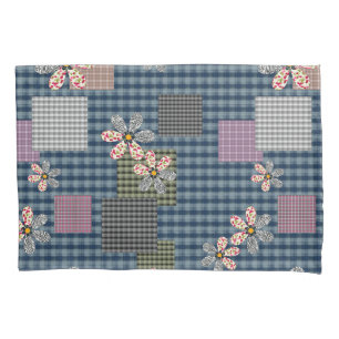 Multicolored patchwork rustic retro pattern pillowcase