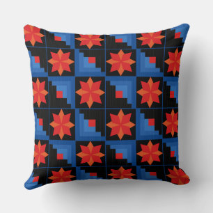 Multicolored patchwork with geometric pattern cushion