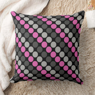 Multicolored pattern Retro Sixties Polka Dots Grey Cushion