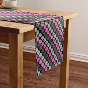 Multicolored pattern Retro Sixties Polka Dots Grey Short Table Runner