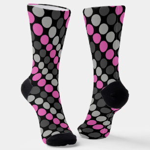 Multicolored pattern Retro Sixties Polka Dots Grey Socks