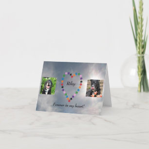 Multicolored Paw Print Heart Dog Sympathy Card