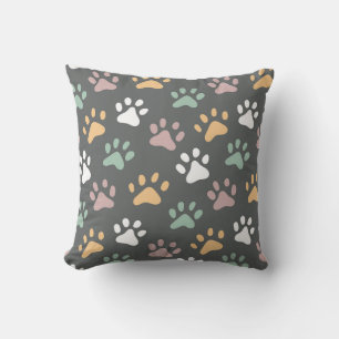 Multicolored Paw Print Pattern Cushion