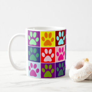 Multicolored Paws in Multicolored Squares Coffee Mug