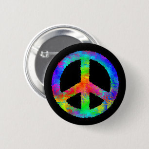 Multicolored Peace Sign 6 Cm Round Badge