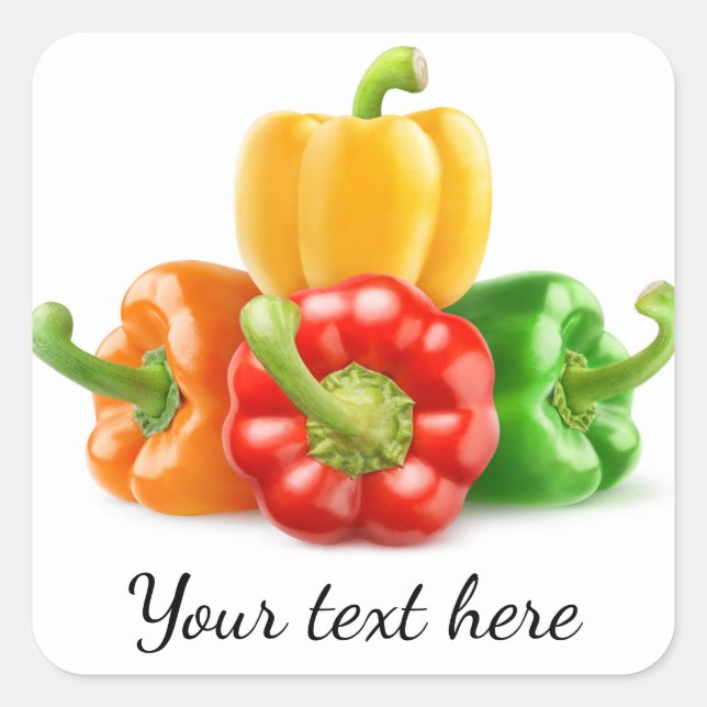 Multicolored peppers square sticker (Front)