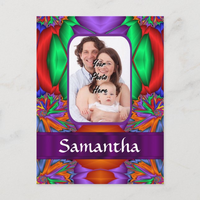 Multicolored personalised fractal postcard (Front)