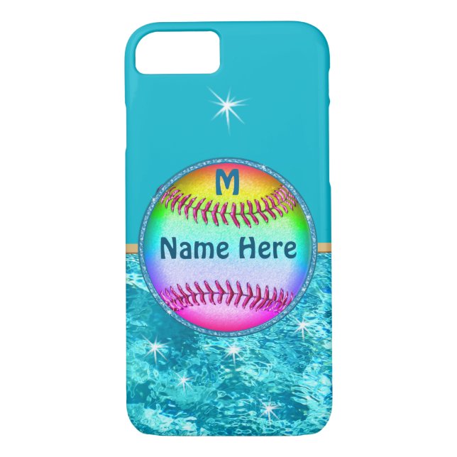 Multicolored PERSONALIZED Softball iPhone 7 Case (Back)