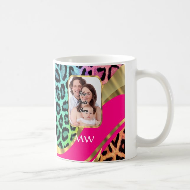 Multicolored pink leopard print coffee mug (Right)