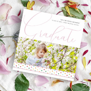 Multicolored Pink Polka Dots Funny Graduate Photo  Announcement