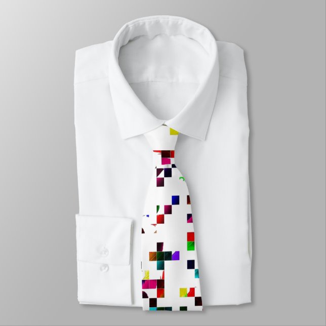 Multicolored Pixels Teen Boy Tie (Tied)