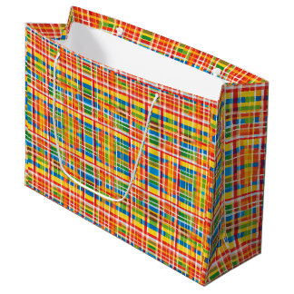 Multicolored Plaid Abstract Pattern Large Gift Bag