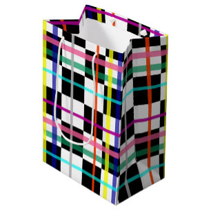 Multicolored Plaid Lines Chequered Tartan Design Medium Gift Bag