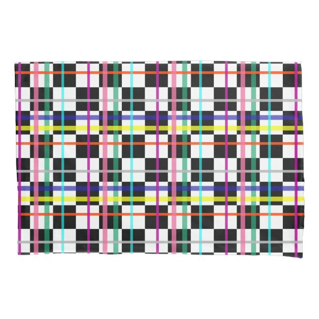 Multicolored Plaid Lines Chequered Tartan Design  Pillowcase (Front)