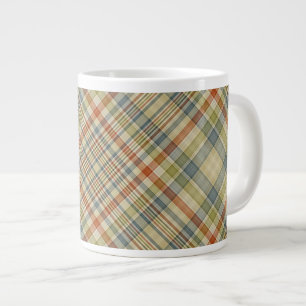 Multicolored plaid pattern large coffee mug