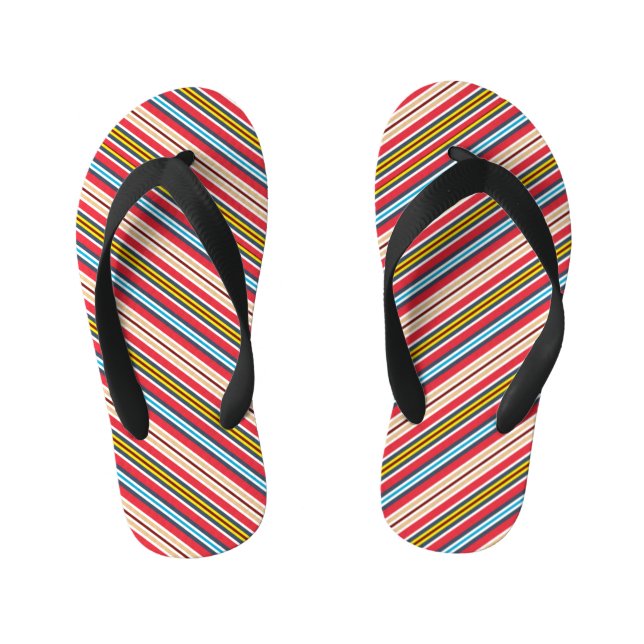 Multicolored Plaid Stripes Pattern-57666 Kid's Flip Flops (Footbed)
