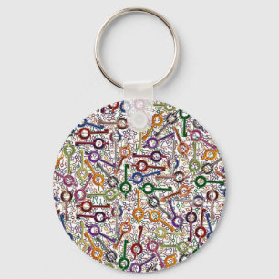 Multicolored Police Handcuff Keys Thin Blue Line Key Ring