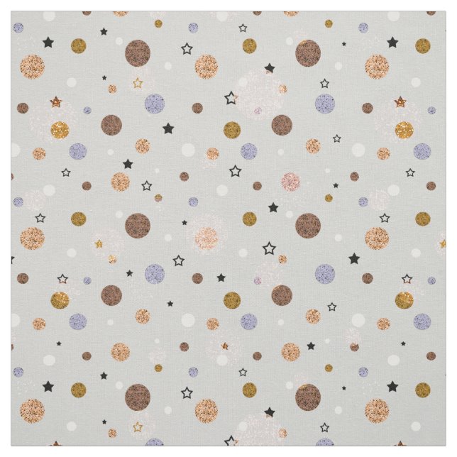Multicolored polka dots on grey. fabric (Swatch)