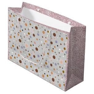 Multicolored polka dots on grey. large gift bag