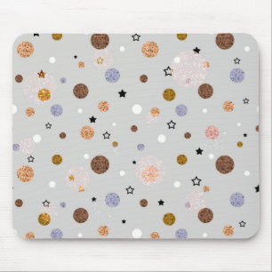 Multicolored polka dots on grey.  mouse mat