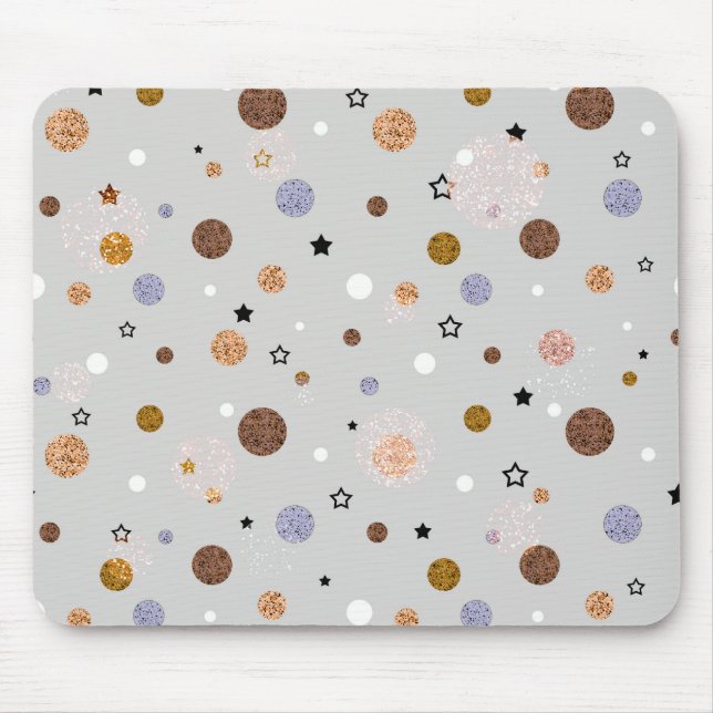Multicolored polka dots on grey.  mouse mat (Front)
