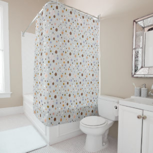 Multicolored polka dots on grey. napkins shower curtain