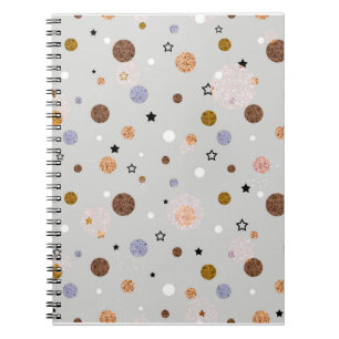 Multicolored polka dots on grey. notebook