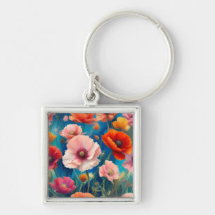 Multicolored Poppy Flowers Garden-47569 Key Ring