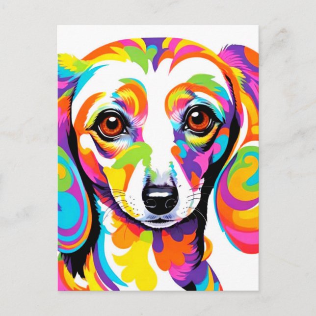 Multicolored Psychedelic Dachshund Dog Postcard (Front)