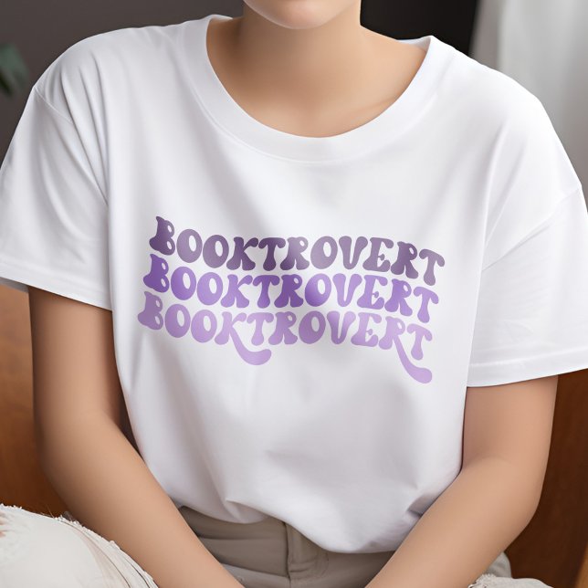 Multicolored Purple Retro Booktrovert Book Lover T-Shirt (Creator Uploaded)