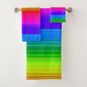 Multicolored, rainbow bath towel set