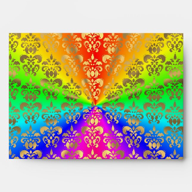 Multicolored rainbow coloured damask envelopes (Front)