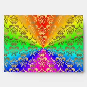 Multicolored rainbow coloured damask envelopes