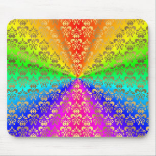 Multicolored rainbow coloured damask mouse mat