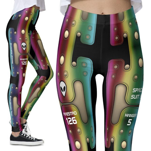 Multicolored Rainbow Metal Space Girl Grungy Robot Leggings (Creator Uploaded)