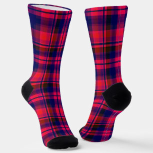 Multicolored red and blue with a chequered pattern socks