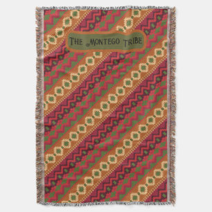 Multicolored Red Aztec Design Throw Blanket