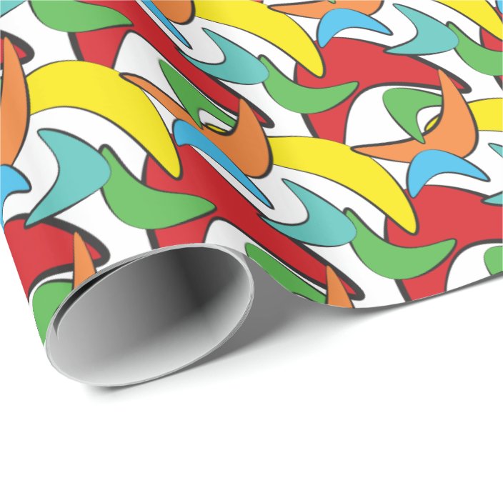 Multicolored Retro Boomerang Pattern Wrapping Paper Zazzle.co.uk