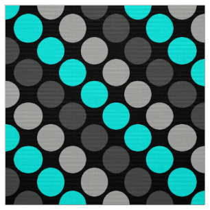 Multicolored  Retro Polka Dots Grey turquoise  Fabric