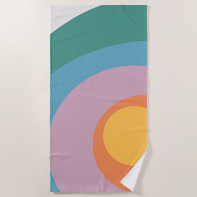 Multicolored retro style circles  beach towel (Front)