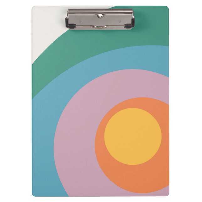 Multicolored retro style circles clipboard (Front)