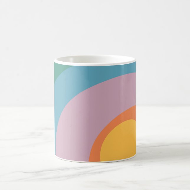 Multicolored retro style circles  coffee mug (Center)
