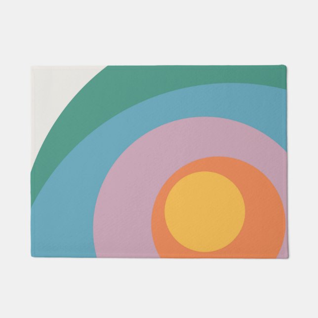 Multicolored retro style circles doormat (Front)