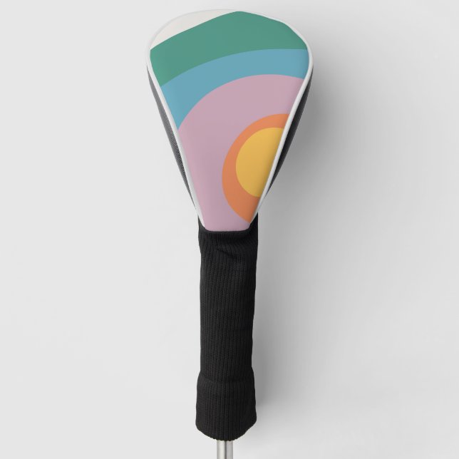 Multicolored retro style circles  golf head cover (Front)